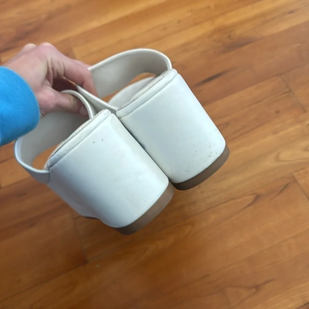 Platform slide sandals white 60s 70s Boho Bohemian platforms shoes - Picture 6 of 9